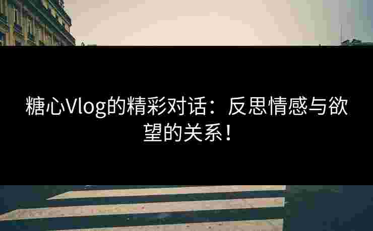 糖心Vlog的精彩对话：反思情感与欲望的关系！