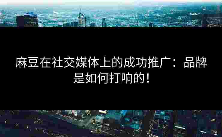 麻豆在社交媒体上的成功推广：品牌是如何打响的！