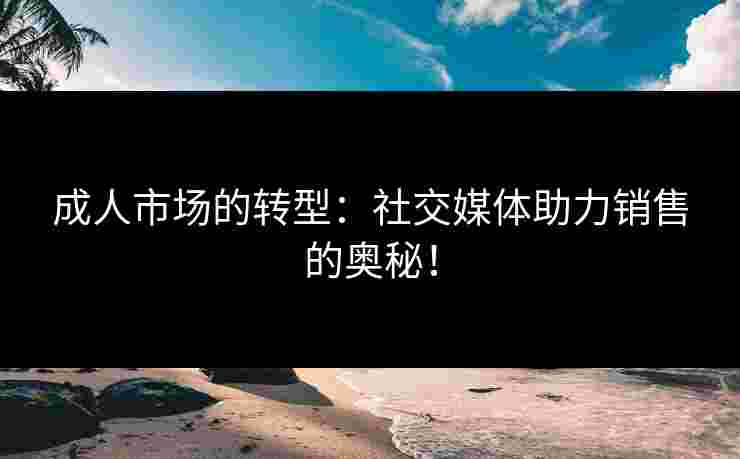 成人市场的转型：社交媒体助力销售的奥秘！